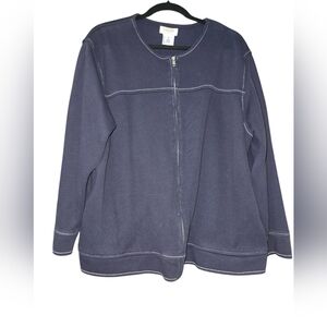 2X Talbots 100% Cotton Dark Blue Zipper Jacket